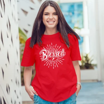 tricou-dama-rosu-blessed